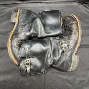 Vintage Men's Well Seasoned Black Leather Steel Toe Engineer Boots Size 9.5